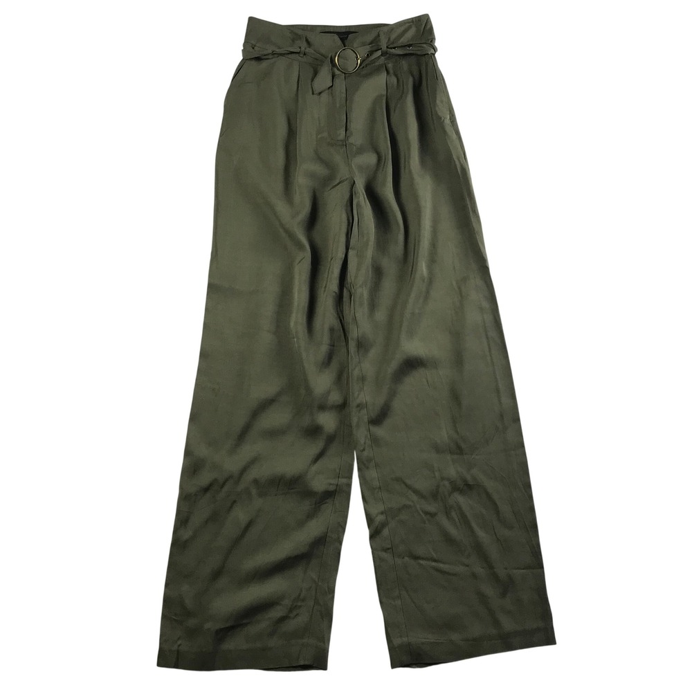 House of Harlow 1960 Olive Green Wide Leg‎ Pleated Belted Trousers Pants Small